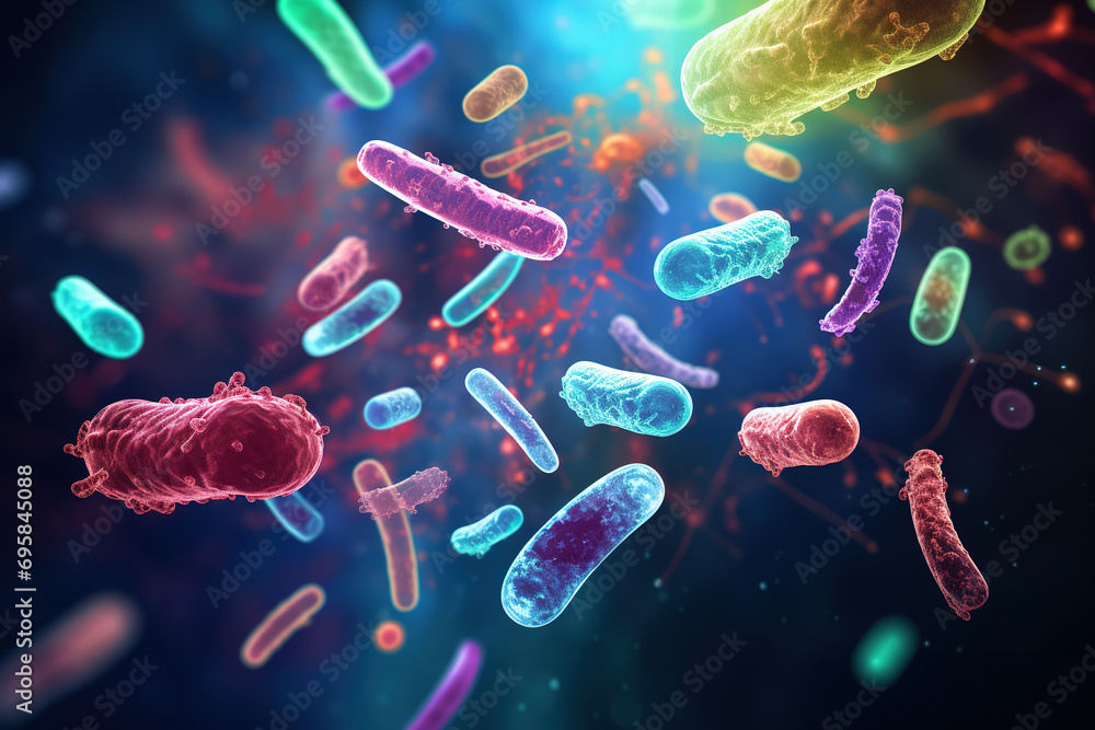 Probiotics Bacteria . Biology, Science Microscopic medicine. Generative AI Probiotics Bacteria . Biology, Science Microscopic medicine. Generative AI