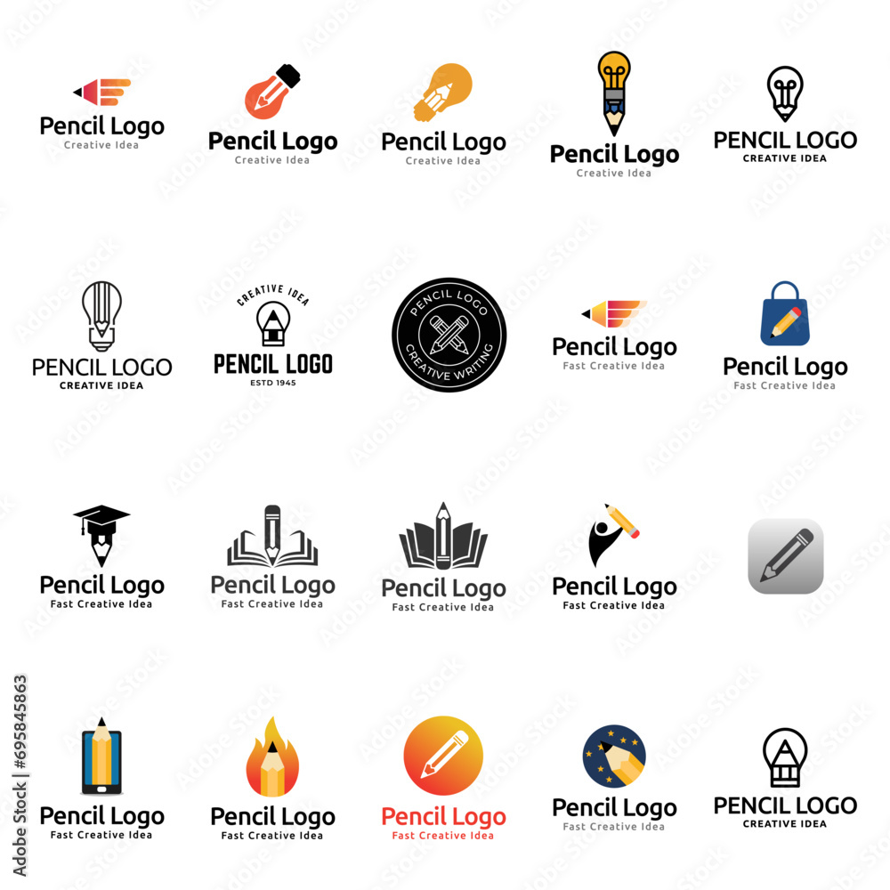 Set of Creative pencil logo design vector template
