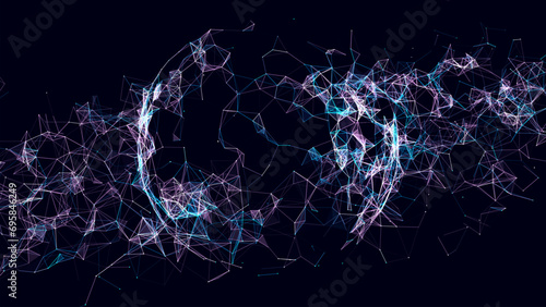 Futuristic vector sphere of particles and lines. Network connection big data. Abstract technology background. . photo