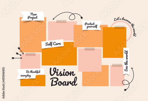 Vector photo collage template moodboard pictures grids vector illustration