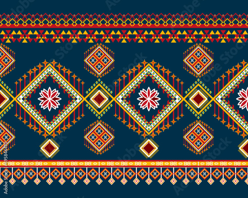 Traditional geometric ethnic fabric pattern design for textiles, rugs, wallpaper, clothing, sarong, scarf, batik, wrap, embroidery, print, curtain, carpet, wallpaper, wrapping, Batik, vector