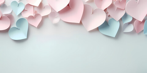 Love hearts composition origami paper background for Valentines Day