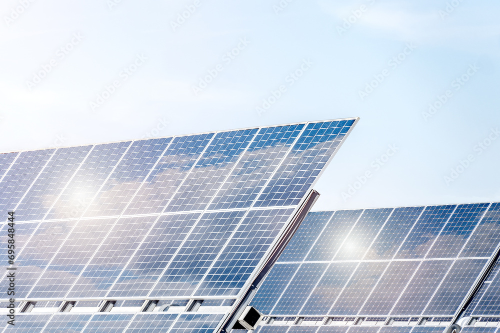 Solar cell panels with a sky background. Alternative electricity source Solar cell panels with a sky background. Alternative electricity source