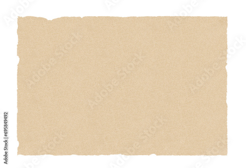 Torn piece of craft paper for message isolated on white background