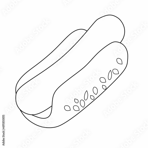 hot dog line vector illustration. Continuous line illustration. Suitable for coloring pictures, with a white background