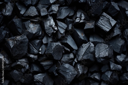 Abstract black background texture of a piece of coal. Generative AI