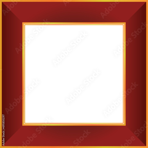 A red frame with gold without background