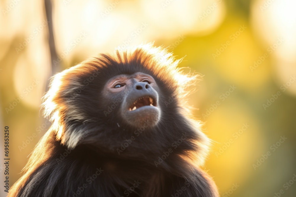 howler monkey shaking head while calling at sunrise howler monkey shaking head while calling at sunrise