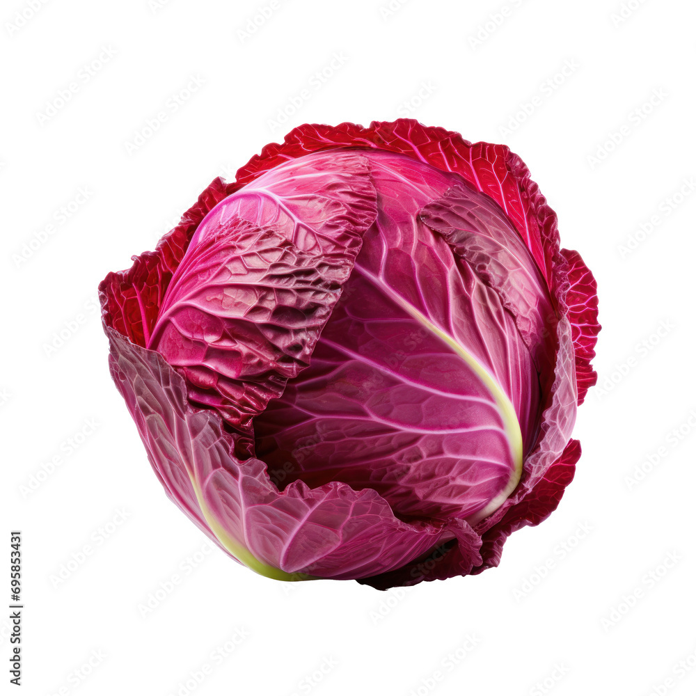 Obraz premium Red cabbage on transparent background. Design for organic shops, grocery shops and markets.
