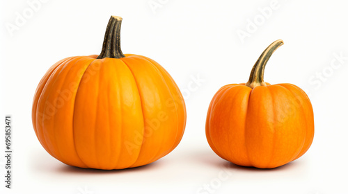 Pumpkin and half pumpkin isolated on white background