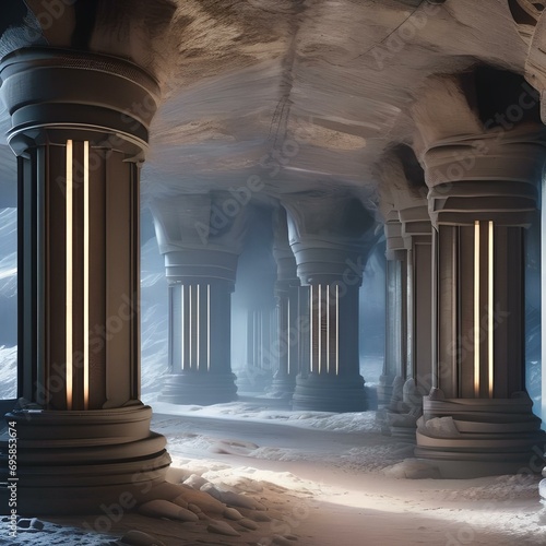 A subterranean city powered by geothermal energy, hidden beneath a frozen wasteland1