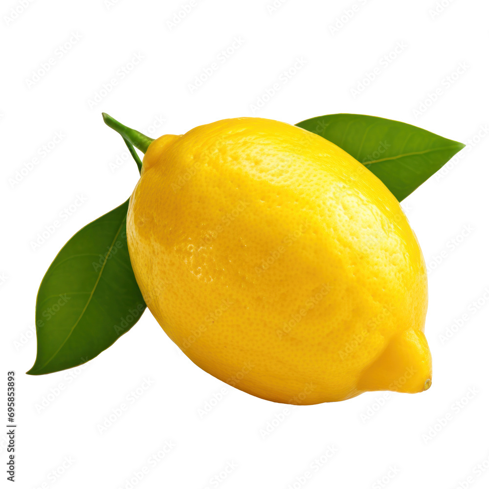 Lemon fruit isolated on transparent background. Design for packaging, organic, grocery shops.

