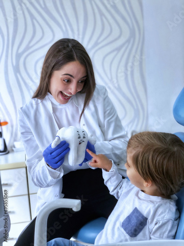 Innocent Excitement: A Boy's Dental Adventure with a Caring Female Dentist