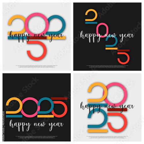 Happy new year - best wishes 2025 with colorful truncated number. Perfect vector for poster, banner, greeting and new year 2025 celebration.