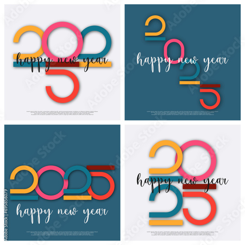 Happy new year - best wishes 2025 with colorful truncated number. Perfect vector for poster, banner, greeting and new year 2025 celebration.