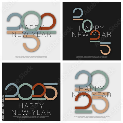 Happy new year - best wishes 2025 with colorful truncated number. Perfect vector for poster, banner, greeting and new year 2025 celebration.