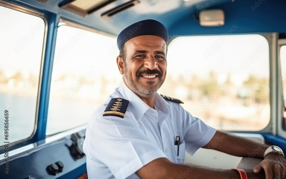 young indian cargo ship captain standing on ship Stock Photo | Adobe Stock