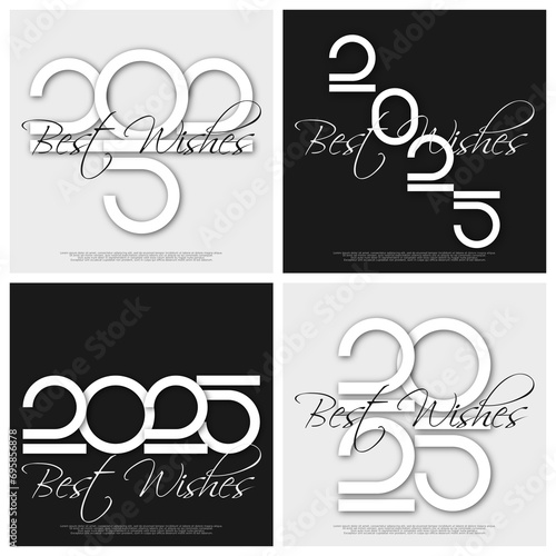 Happy new year - best wishes 2025 with colorful truncated number. Perfect vector for poster, banner, greeting and new year 2025 celebration.