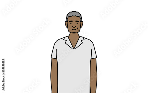 African senior man with a smile facing forward