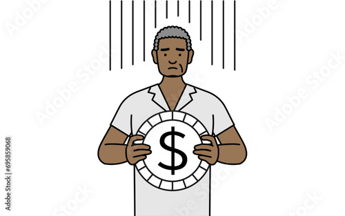 African senior man an image of exchange loss or dollar depreciation