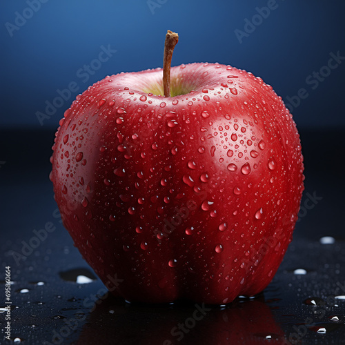 red apple with water drops