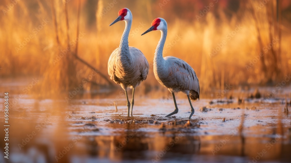Fototapeta premium Sandhill Cranes at Crex Meadows Wildlife Area