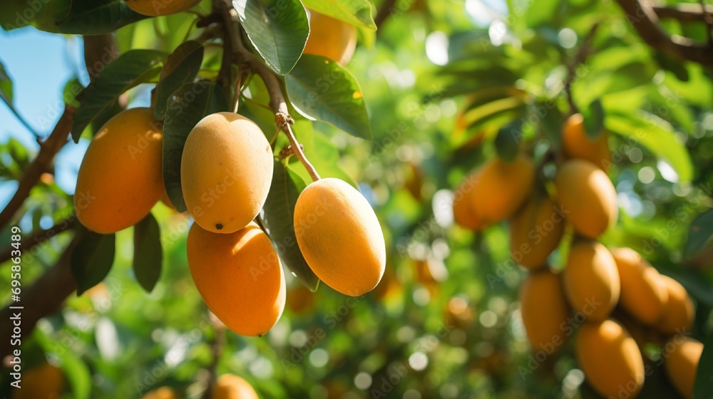 Sapota fruit on the tree in the vegetable garden. Sapota fruit on the tree in the vegetable garden.