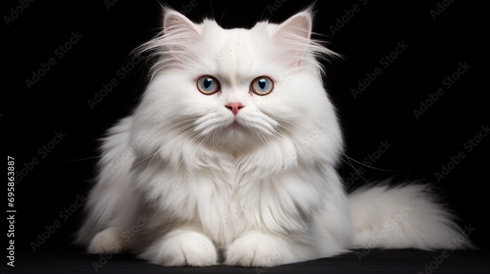 scottish straight longhair white cat.