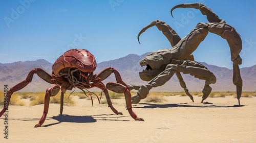 Scorpion vs Ant at Galleta Meadows in Borrego Springs .