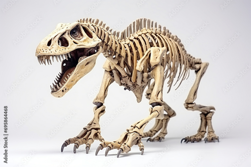 skeleton of dinosaur t-rex of toy in white background skeleton of dinosaur t-rex of toy in white background