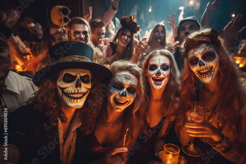 people in costume celebrating halloween together at a party © Kien