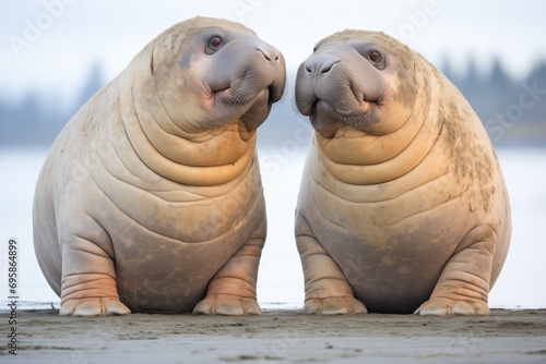 two elephant seals facing off during season