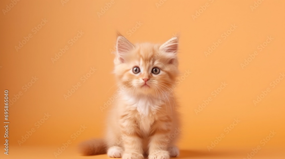 color of the year. little cute kitten Peach Fuzz colors. the cat looks. pastel soft pink fur. color of the year. little cute kitten Peach Fuzz colors. the cat looks. pastel soft pink fur.