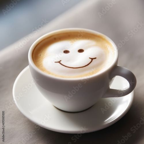 Cappuccino with a smiley face on milk foam.