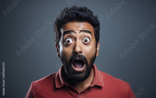 Indian man giving shocking and unhappy expression.