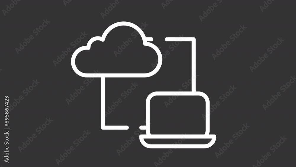 2D white simple thin line animation of computer data transfer icon, HD ...