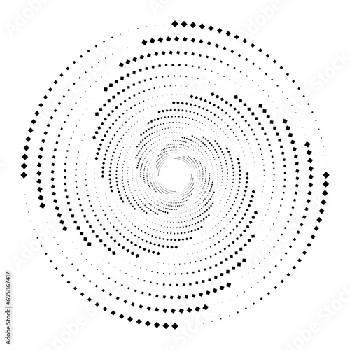 Halftone dots circle. Fibonacci Sequence - design element