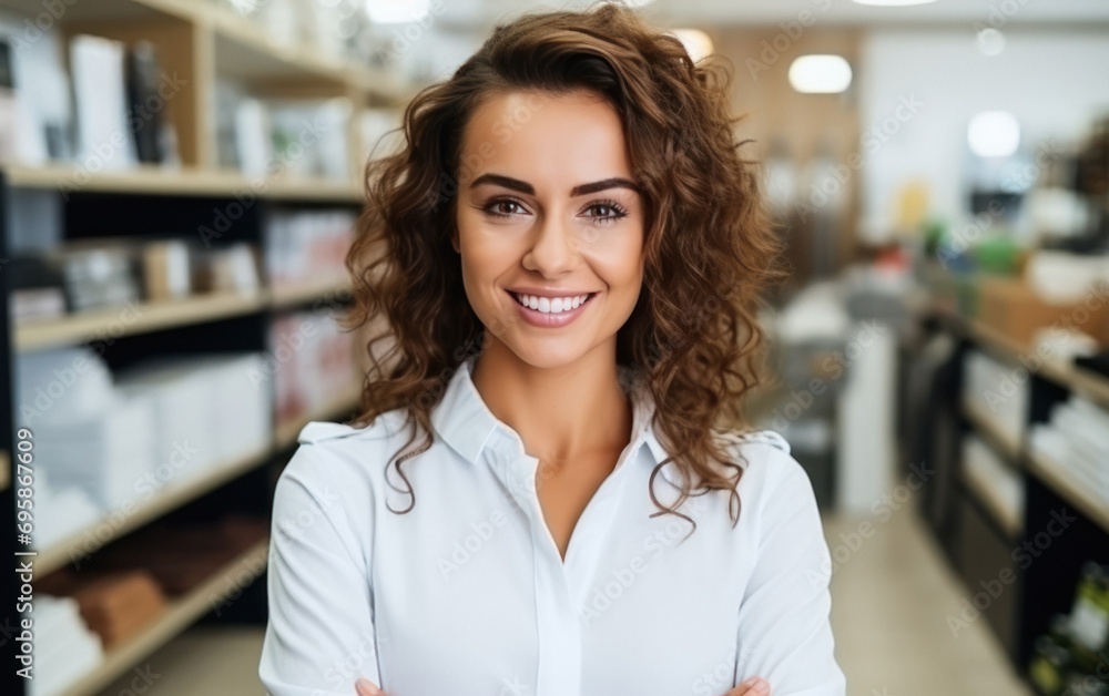 Young woman business owner standing at shop Young woman business owner standing at shop