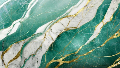 marble background white turquoise green marbled texture with gold veins abstract luxury background for wallpaper banner invitation website generative ai illustration photo