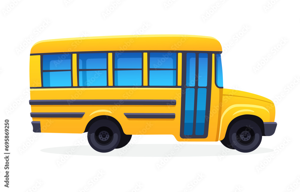 Yellow school bus. Transport for transporting schoolchildren to school. Vector illustration. Design element Isolated on white background