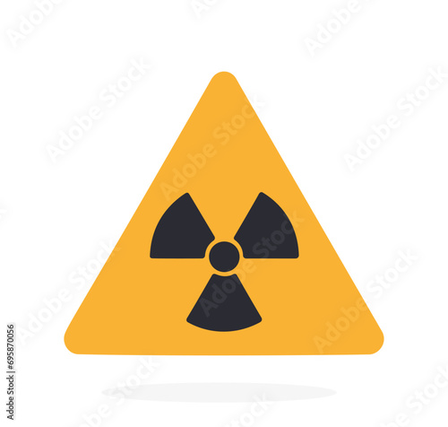 Ionizing radiation hazard symbol. Vector illustration. Nuclear energetic symbol. Triangular warning sign of danger. Flat icon isolated on white background