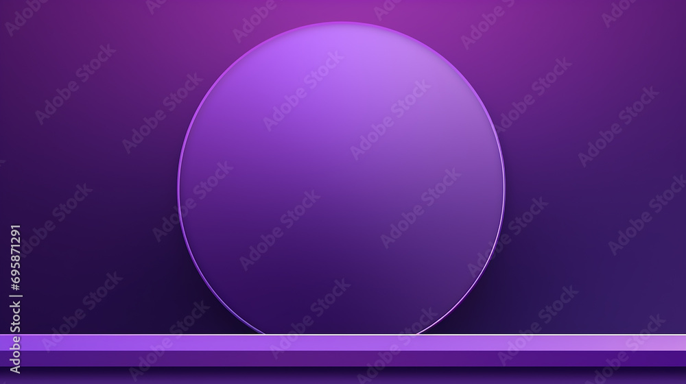  purple circle podium stand on the background of a geometric composition. Realistic purple and white 3D cylinder pedestal podium with floating overlap circle background.