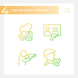 Pixel perfect simple icons set representing weapons, gradient thin line illustration.