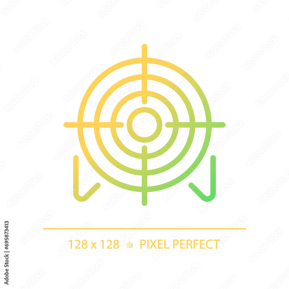 2D pixel perfect gradient target icon, isolated vector, thin line illustration representing weapons. 2D pixel perfect gradient target icon, isolated vector, thin line illustration representing weapons.