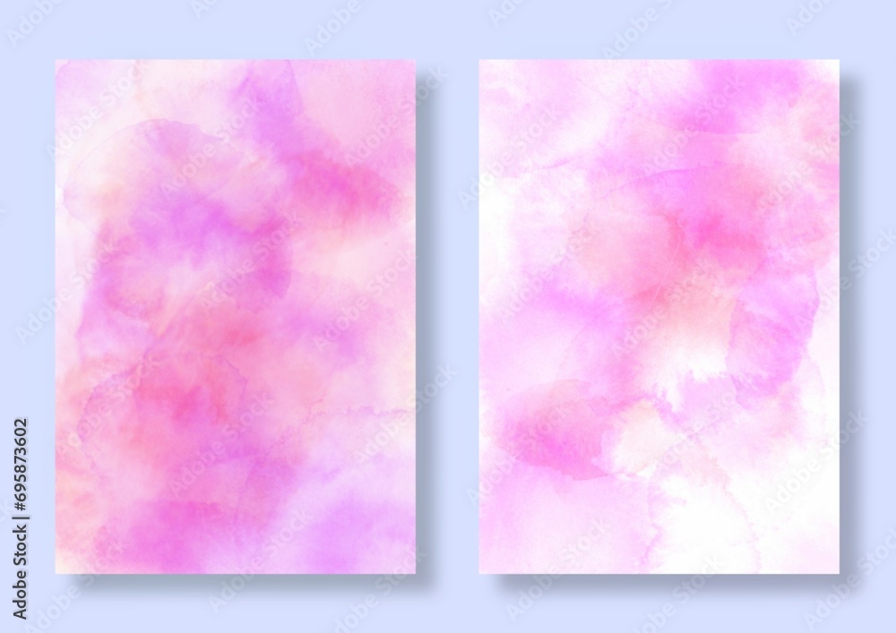 Watercolor background template collection. Abstract delicate watercolor in pink purple colors. Hand drawn illustration . Watercolour brush strokes. Flower backdrop. Art background for cards, flyer