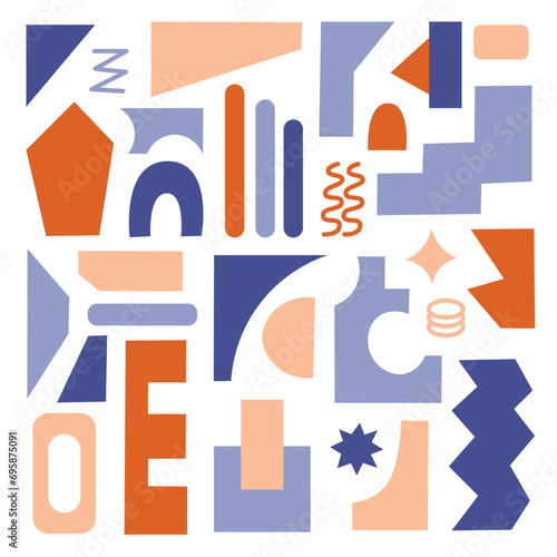 Set of Brutal abstract geometric shapes. Direction in architecture. Retro elements. Minimalist design. Flat illustration
