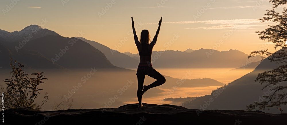 yoga practice on the mountains, meditation