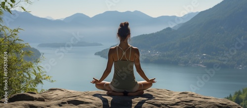 yoga practice on the mountains, meditation