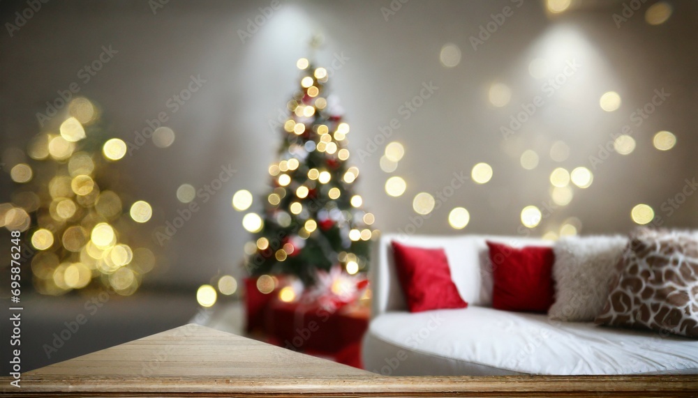 empty defocuded christmas room background with copy space