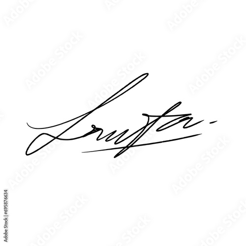 Abstract signature idea starting letter L. Vector with black writing and transparent background.